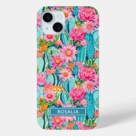 Funda Para iPhone 15 Mini Modern Colorful Blooming Cacti Personalized