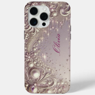 Funda Para iPhone 15 Pro Max Modern elegant cute golden pearls Valentine’s Day