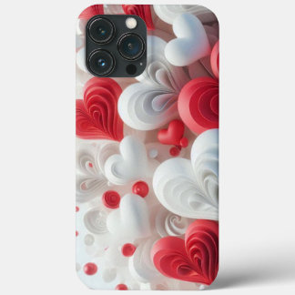 Funda Para iPhone 13 Pro Max Modern elegant pink white heart valentine 