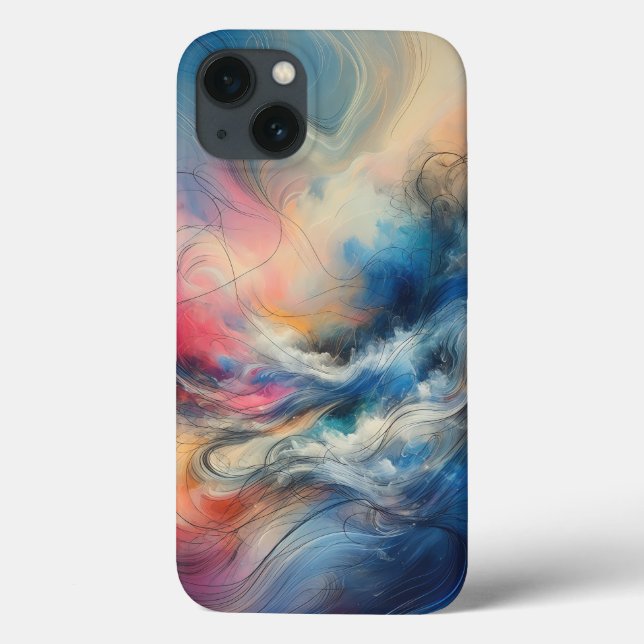 Funda De Case-Mate Para iPhone Modern Ethereal Cloud Flow Phone Case Vibrant Blue (Reverso)
