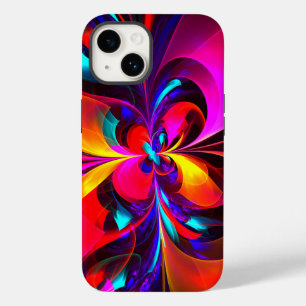 Funda Para iPhone 14 De Case-Mate Modern Floral Resumen Arte Patrón Azul Rojo #07