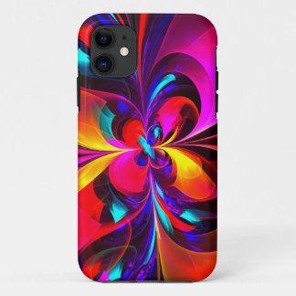 Funda Para iPhone 11 Modern Floral Resumen Arte Patrón Azul Rojo #07
