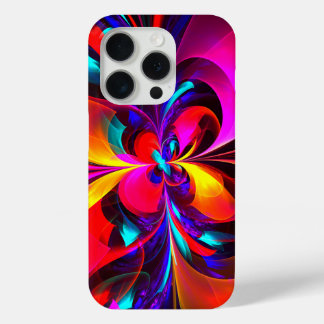Funda Para iPhone 15 Pro Modern Floral Resumen Arte Patrón Azul Rojo #07