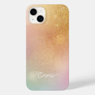 Funda Para iPhone 14 Plus De Case-Mate Modern Glitter Holographic Gold with Name