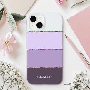 Funda Para iPhone 14 De Case-Mate Modern minimalist style purple stripes and gold