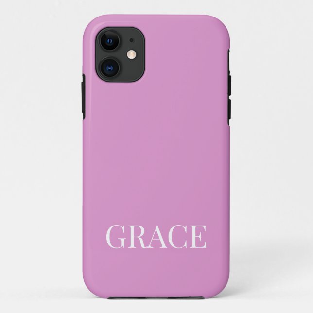 Funda De Case-Mate Para iPhone Modern Orchid Lavender Pink Personalized Name (Reverso)