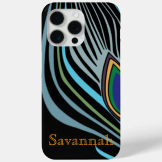 Funda Para iPhone 15 Pro Max Modern Peacock Feather Personalizado Damask iPhone