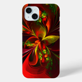 Funda Para iPhone 15 Mini Modern Red Green Floral Abstract Art Pattern #05