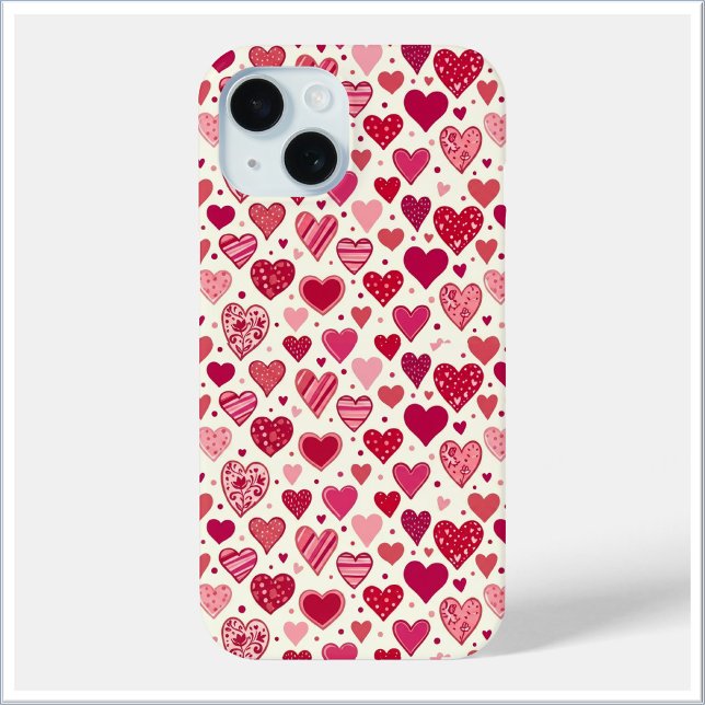 Funda De Case-Mate Para iPhone Modern Red & Pink Hearts Pattern (Subido por el creador)