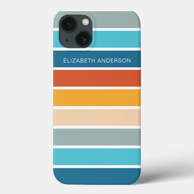 Funda De Case-Mate Para iPhone Modern Retro Franjas de Puesta de Sol Personalizad (Reverso)