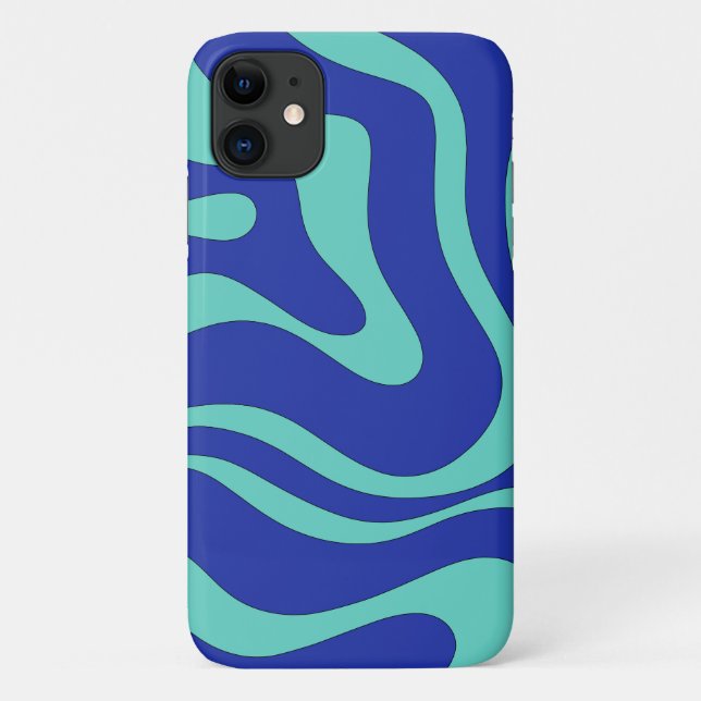 Funda De Case-Mate Para iPhone Modern Retro Liquid Swirl Funky Blue Resumen (Reverso)