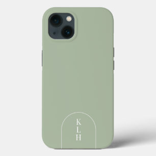 Funda Para iPhone 13 Modern Sage Monogrammed