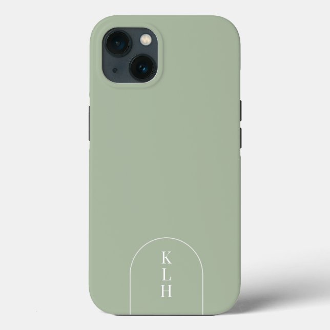 Funda De Case-Mate Para iPhone Modern Sage Monogrammed (Reverso )