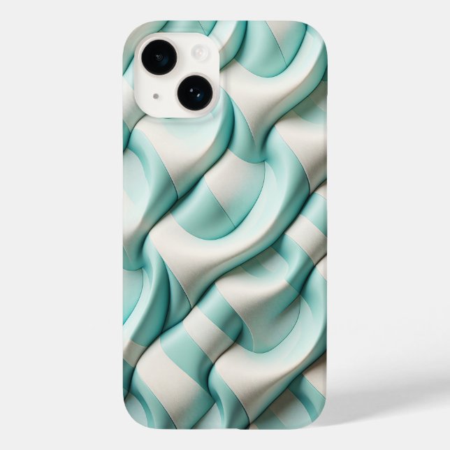 Funda De Case-Mate Para iPhone Modern Soft Teal and White Geometric Wave Phone  (Reverso )