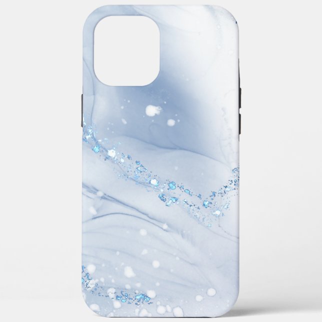 Funda De Case-Mate Para iPhone Modern Stone Dusty Blue Marble (Reverso )