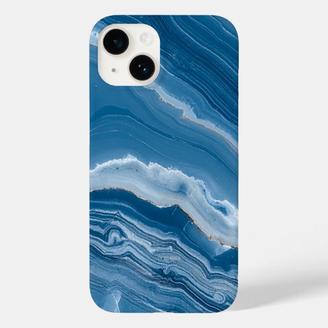 Funda De Case-Mate Para iPhone Modern Stone Dusty Blue Marble (Reverso )
