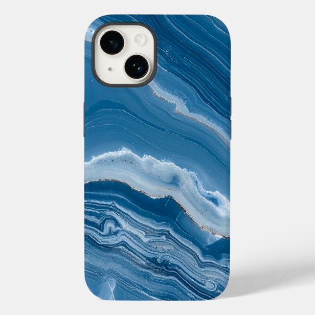 Funda De Case-Mate Para iPhone Modern Stone Dusty Blue Marble (Reverso )