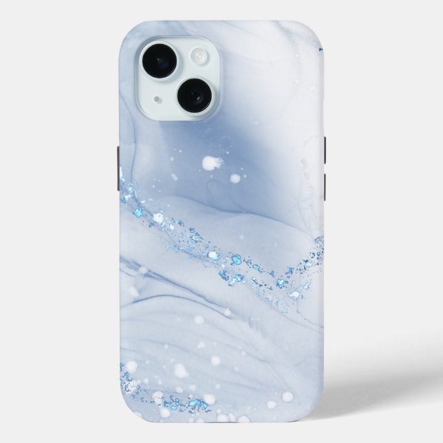 Funda De Case-Mate Para iPhone Modern Stone Dusty Blue Marble (Reverso )