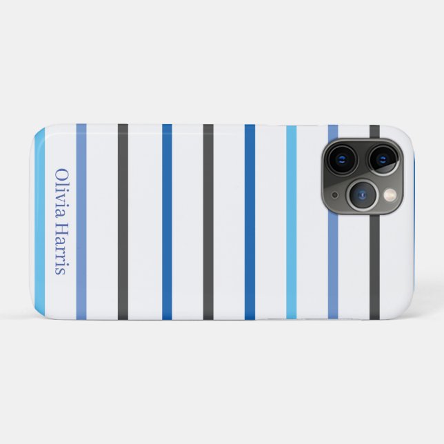 Funda De Case-Mate Para iPhone Modern Stylish Blue Stripes Custom (Reverso (horizontal))