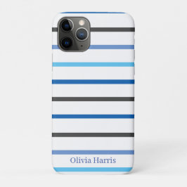 Funda Para iPhone 11 Pro Modern Stylish Blue Stripes Custom