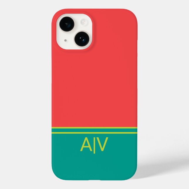Funda De Case-Mate Para iPhone Modern Summer Coral Aquamarine Monogram (Reverso )