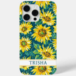 Funda Para iPhone 15 Pro Max Modern Sunflowers Monogrammed Case-Mate iPhone Ca