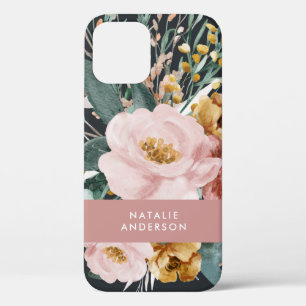 Funda Para iPhone 12 Moderna acuarela floral y follaje elegante