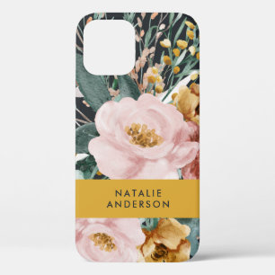 Funda Para iPhone 12 Moderna acuarela floral y follaje elegante