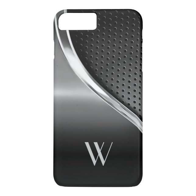 Funda De Case-Mate Para iPhone Moderna apariencia metálica monogramada (Reverso)