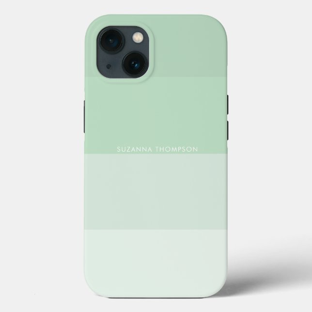 Funda De Case-Mate Para iPhone Moderna banda horizontal Pastel Sage Verde (Reverso )