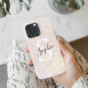 Funda Para iPhone 13 Pro Moderna chispa Purpurina   Nombre personalizado e 