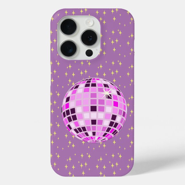 Funda De Case-Mate Para iPhone Moderna disco retro rosa bola morada (Reverso )