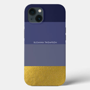 Funda Para iPhone 13 Moderna franja horizontal de la marina azul y Reli
