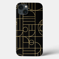 Moderna geométrica Art Deco Faux Gold/Black