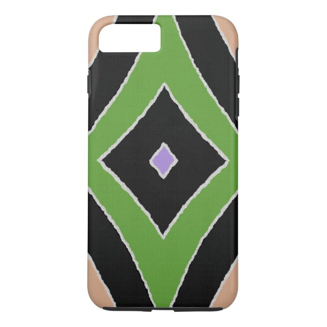 Funda De Case-Mate Para iPhone Moderna impresión africana verde púrpura negro apa (Reverso)