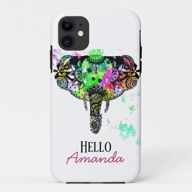 Funda De Case-Mate Para iPhone Moderna línea de arcoiris mangle elefant raspador  (Reverso)