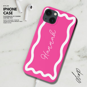 Funda Para iPhone 13 Moderna Línea ondulada de estilo monograma con lín