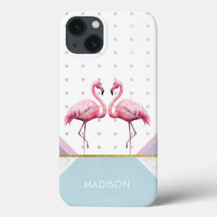 Funda Para iPhone 13 Moderna moda Flamingo Nombre de la chica rosa