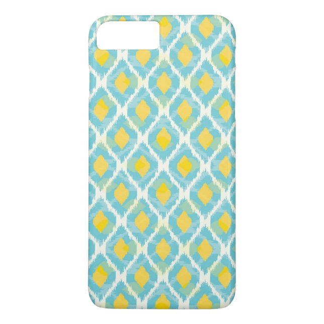 Funda De Case-Mate Para iPhone Moderna moda tribal ikat azul amarillo (Reverso)