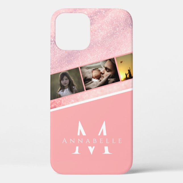 Funda De Case-Mate Para iPhone Moderna Purpurina Girly Rosa de moda Dorado (Reverso )