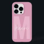 Funda Para iPhone 14 Pro De Case-Mate Moderna tipografía mínima monograma giratorio rosa<br><div class="desc">Moderno monograma de tipografía minimalista grisácea rosa y blanco elegante diseño de estuche de teléfono único y personalizado.</div>