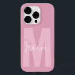 Funda Para iPhone 14 Pro De Case-Mate Moderna tipografía mínima monograma giratorio rosa<br><div class="desc">Moderno monograma de tipografía minimalista grisácea rosa y blanco elegante diseño de estuche de teléfono único y personalizado.</div>