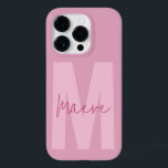 Funda Para iPhone 14 Pro De Case-Mate Moderna tipografía mínima monograma giratorio rosa<br><div class="desc">Moderno monograma de tipografía minimalista grisácea rosa y blanco elegante diseño de estuche de teléfono único y personalizado.</div>