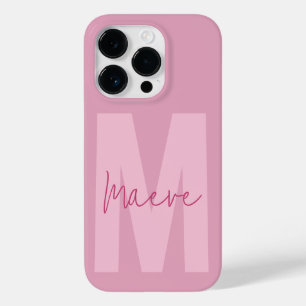 Funda Para iPhone 14 Pro De Case-Mate Moderna tipografía mínima monograma giratorio rosa