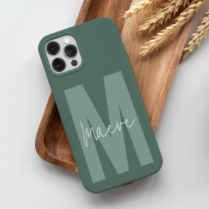 Funda Para iPhone 14 Pro De Case-Mate Moderna tipografía mínima monograma sage verde