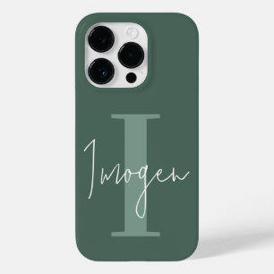 Funda Para iPhone 14 Pro De Case-Mate Moderna tipografía mínima monograma sage verde