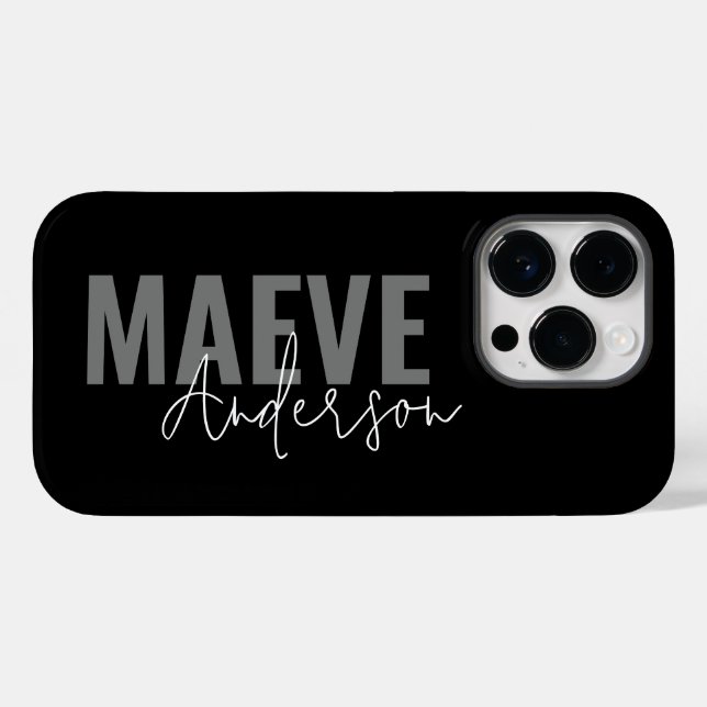 Funda De Case-Mate Para iPhone Moderna tipografía minimalista blanco negro elegan (Reverso (Horizontal))