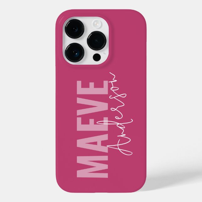 Funda De Case-Mate Para iPhone Moderna tipografía minimalista giradamente rosa el (Reverso )