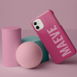 Funda Para iPhone 14 Pro De Case-Mate Moderna tipografía minimalista giradamente rosa el<br><div class="desc">Moderna tipografía minimalista giradamente rosa elegante diseño simple y personalizado de estuches de teléfono.</div>