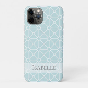 Funda Para iPhone 11 Pro Moderna Verde azulada Patten blanco turquesa perso